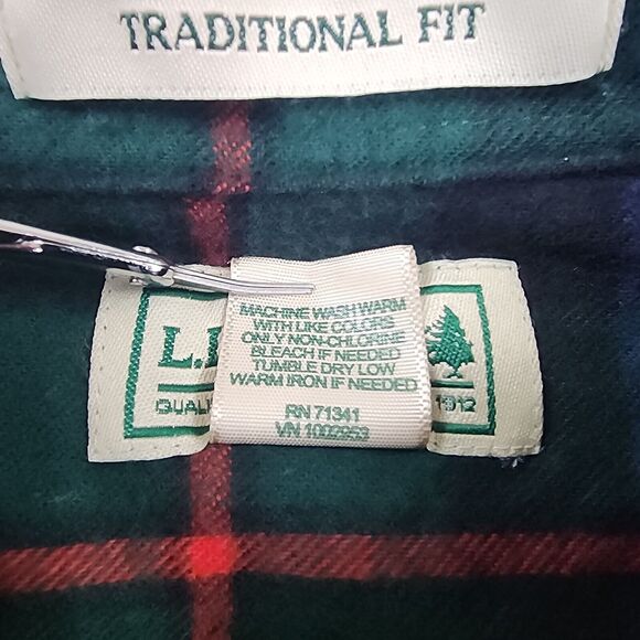 LL Bean Shirt Mens Medium Scotch Plaid Flannel Traditional Long Sleeve Outdoor - Picture 14 of 16